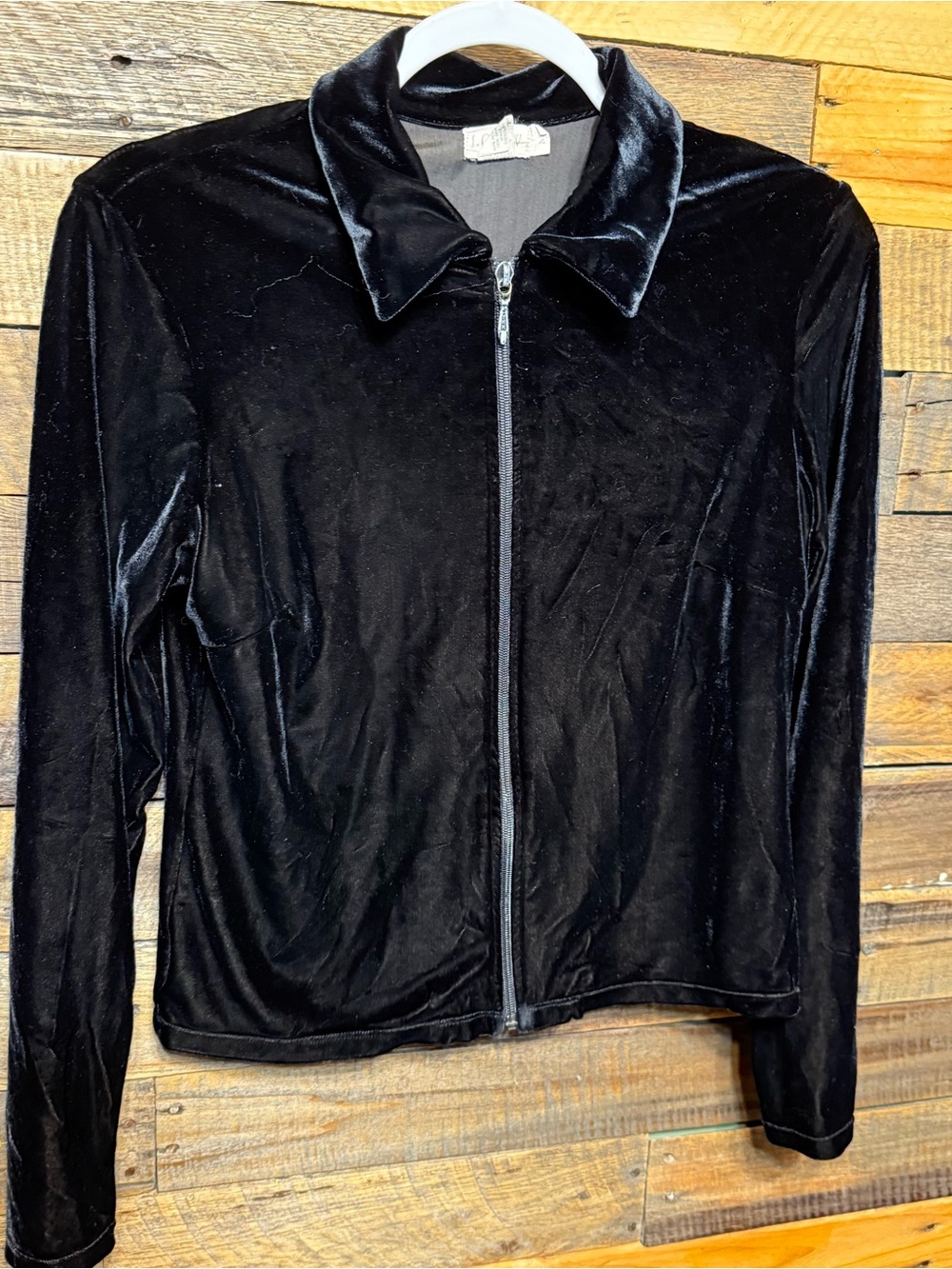 J Crew Womens Medium Black Velvet Collared Zip Up Jacket